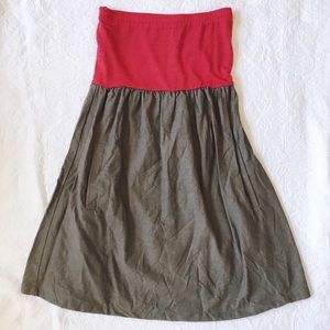 Alythea Strapless Red & Grey Dress